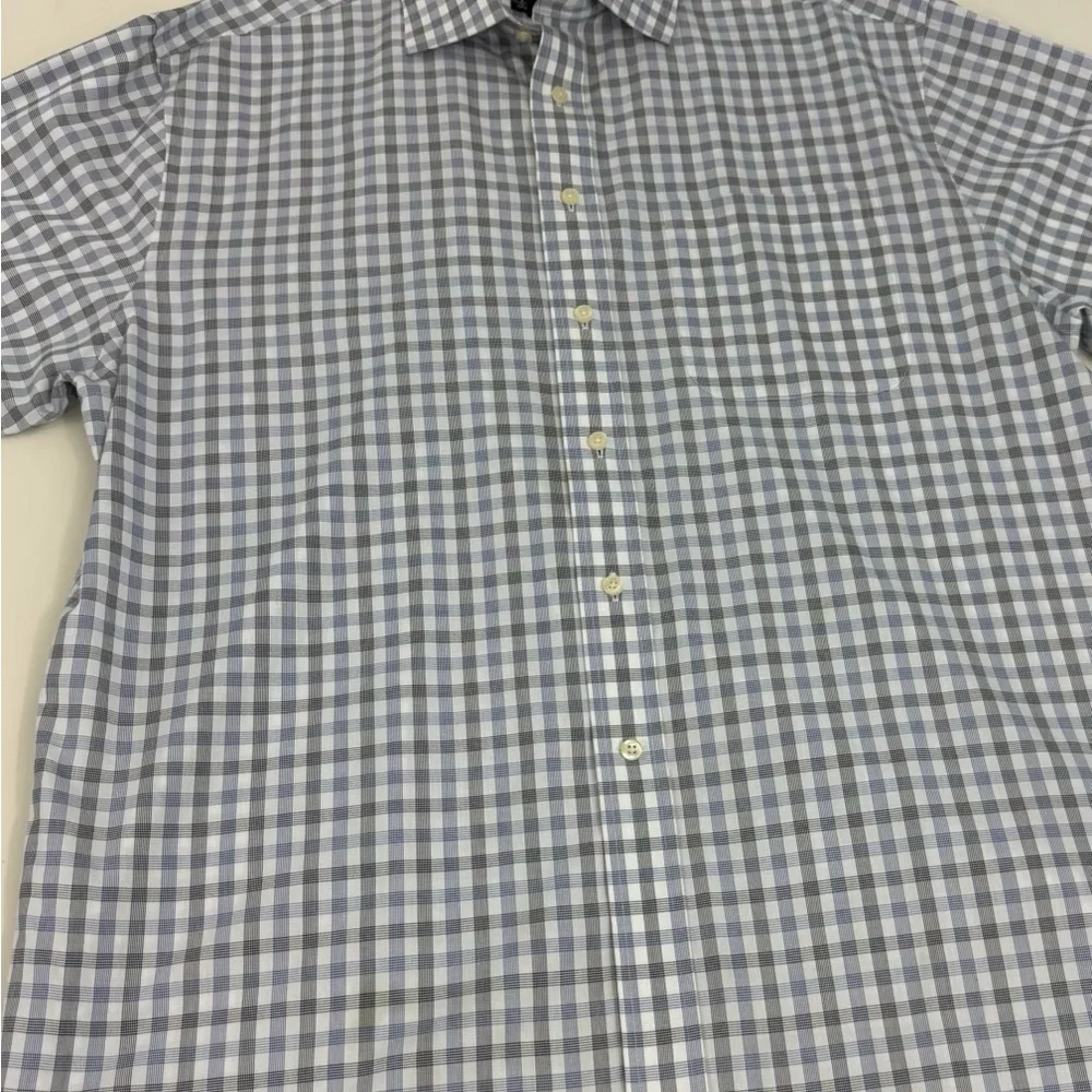 Jos. A. Bank Gray Men Plaid Button Down Shirt Size Large
